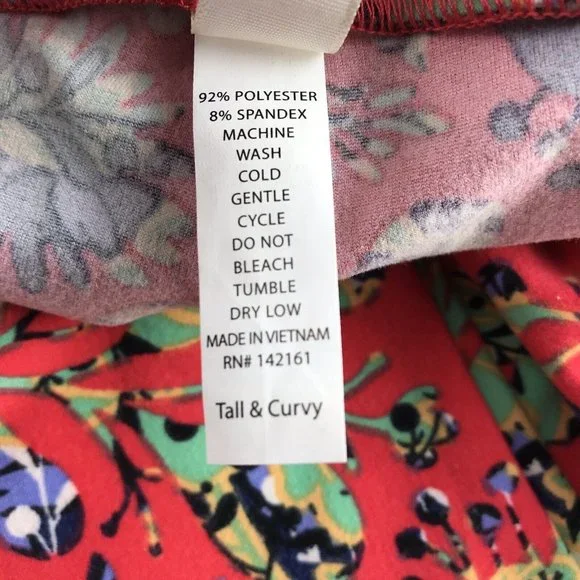 LuLaRoe Tall Curvy Floral Leggings‎ Orange Purple Green Yellow - Picture 5 of 5